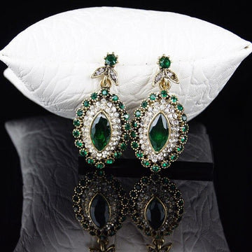 NEW Green Crystal Flower Statement Necklace Earring Ring Fashion Rhinestone Luxury Jewellery Set - The Jewellery Supermarket